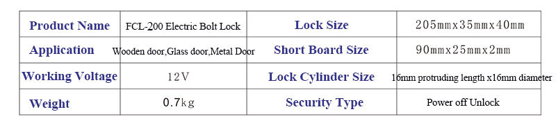 Electric Bolt Lock Size