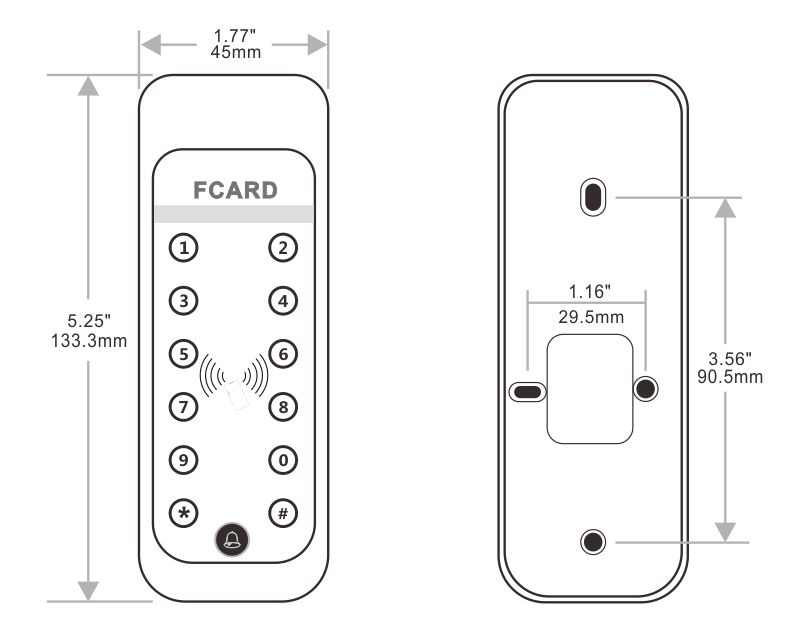 Metal RFID Card Reader Product Size