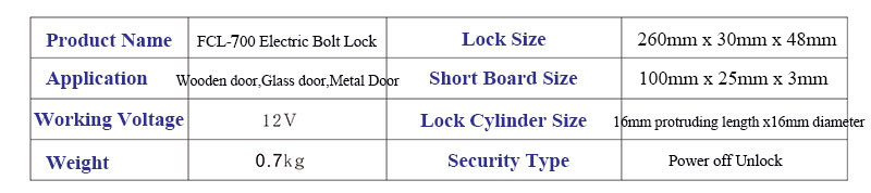 Electric Bolt Lock Size