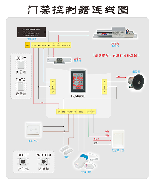 門禁一體機如何接線